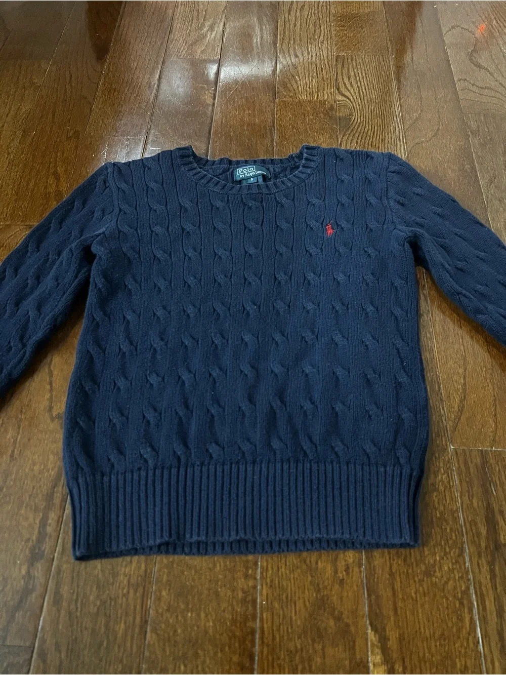Polo Ralph Lauren Boys Navy Cable Knit Cotton Sweater Size 6